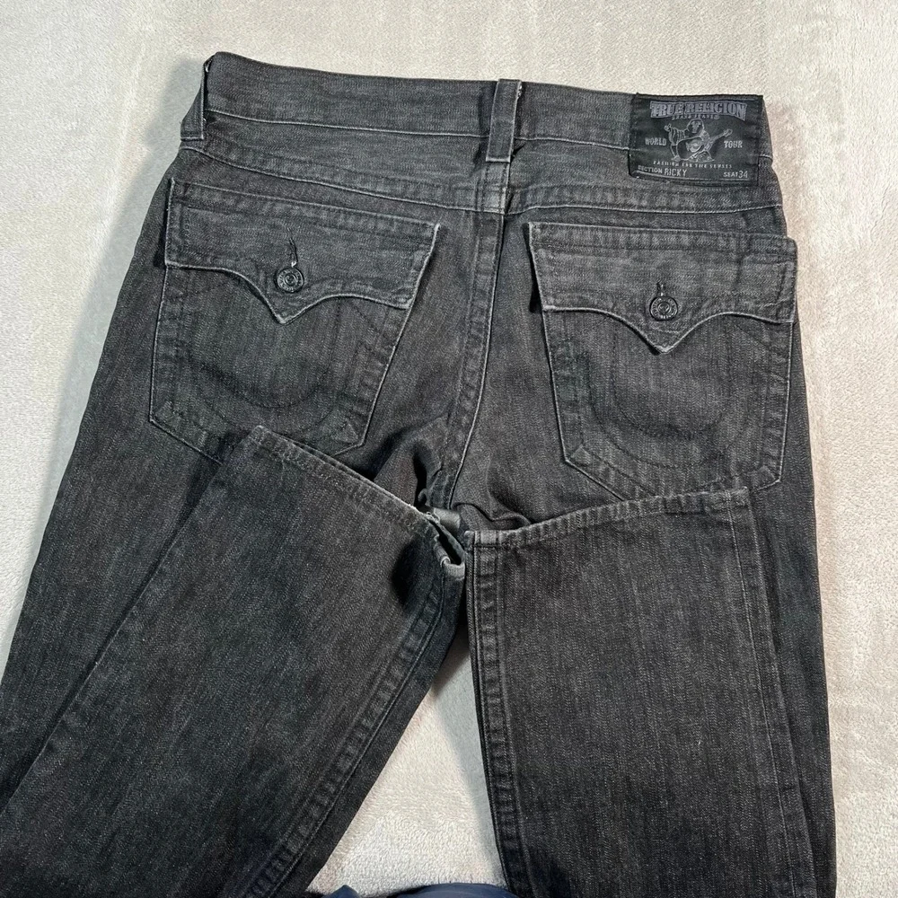 True Religion Jeans Men's Size 36x34 Black Denim Ricky Straight Leg Made in USA